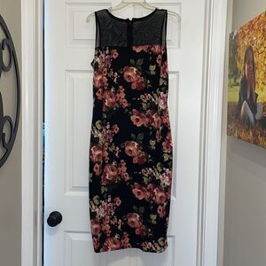Piphany Black Floral Queens Dress, NWT